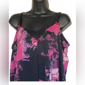 Deesse BLK/PNK Slip-over Nightgown, 2X *P1097